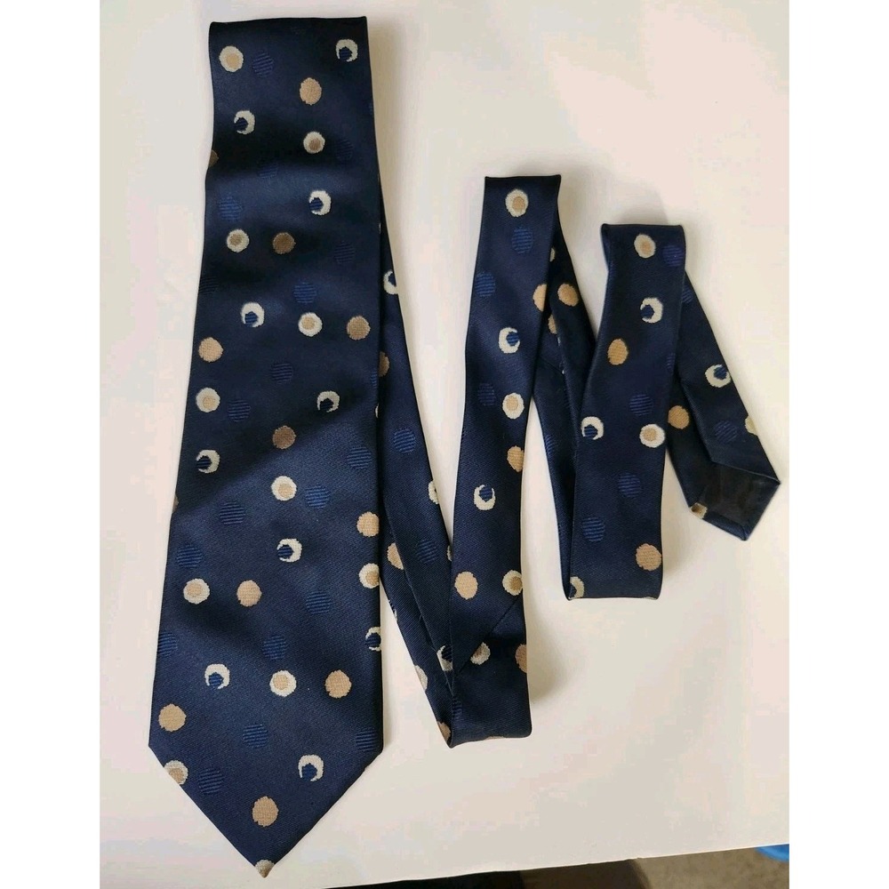 Daniel Craig Pure Silk Tie Hand Made In Italy Blue Polka Dots